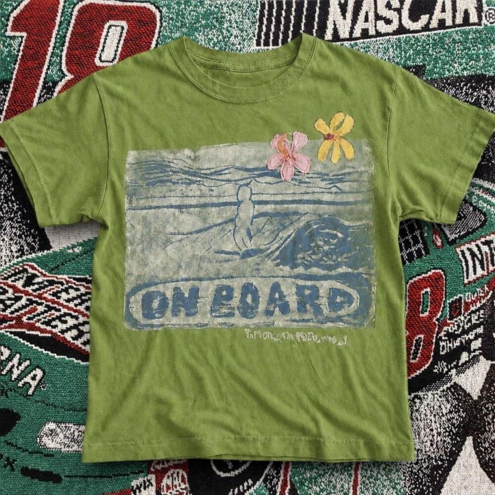 On Board Surf Flower Graphic Tee Kiwi Green Unisex